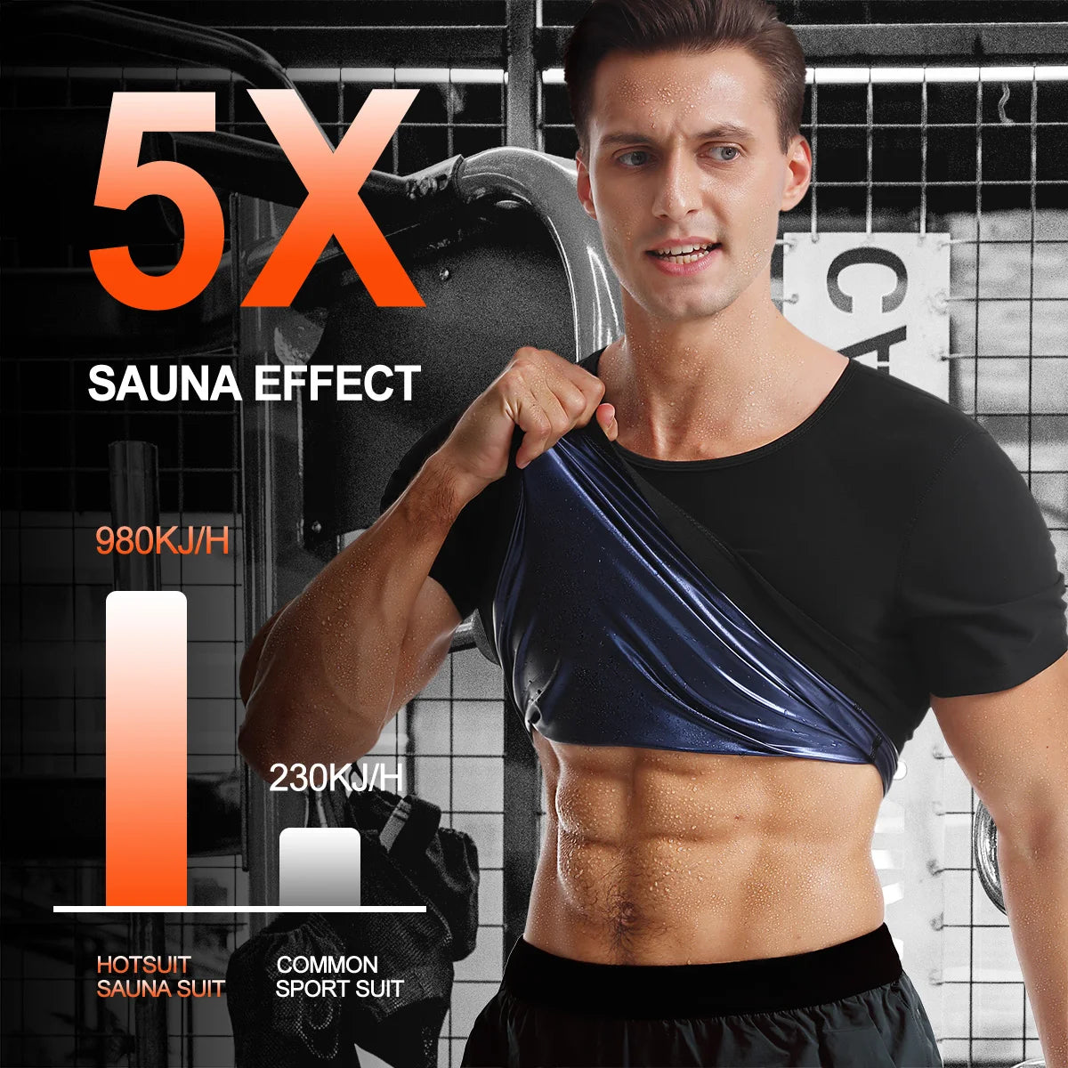 Men'S Sauna Suit Shirt - Heat Trapping Sweat Compression Vest, Shapewear Top, Gym Exercise Versatile Shaper Waist Trainer