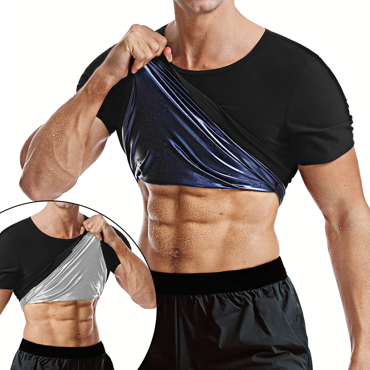 Men'S Sauna Suit Shirt - Heat Trapping Sweat Compression Vest, Shapewear Top, Gym Exercise Versatile Shaper Waist Trainer